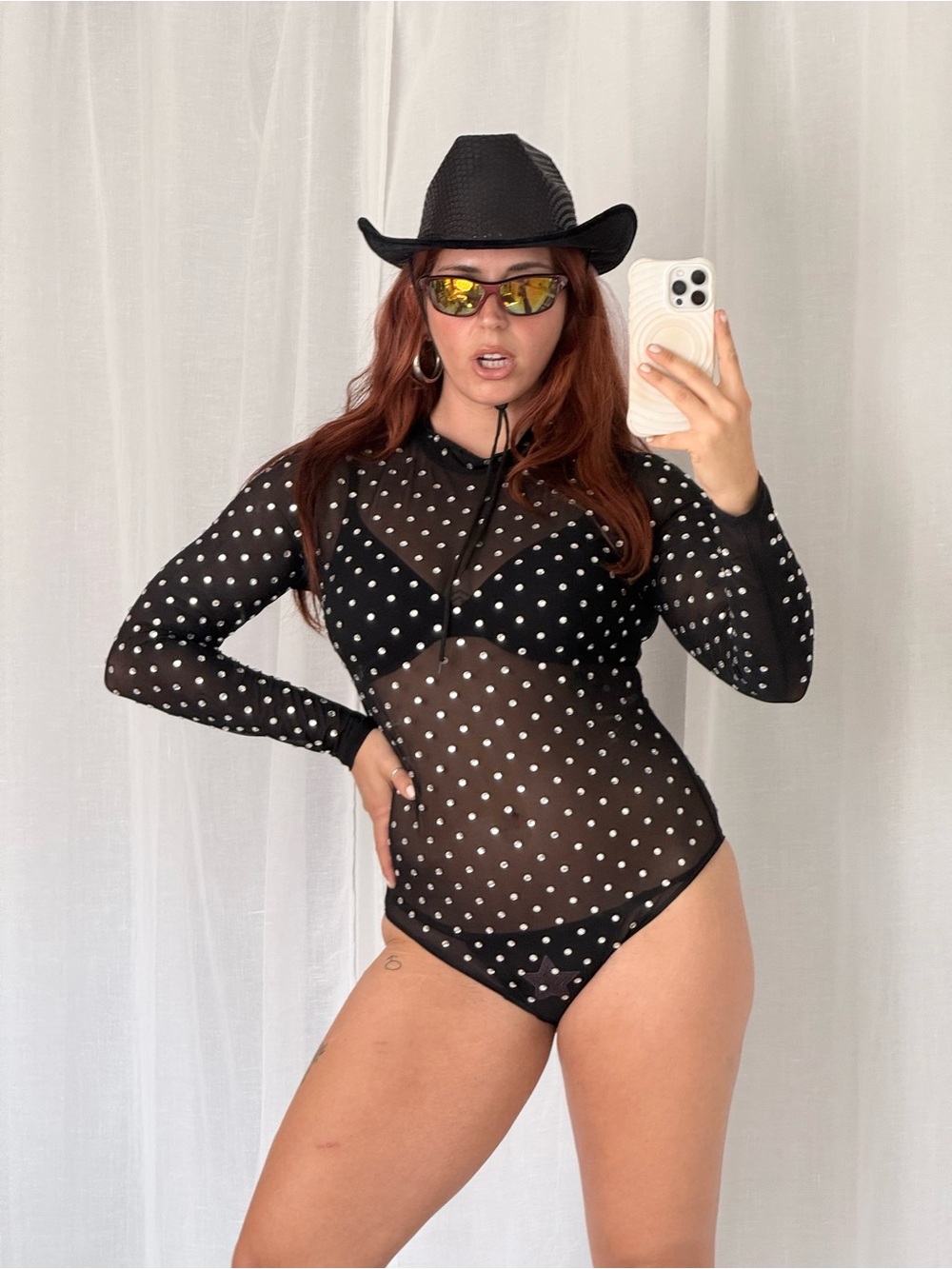 ✧ rhinestone sheer mesh bodysuit parade ✧